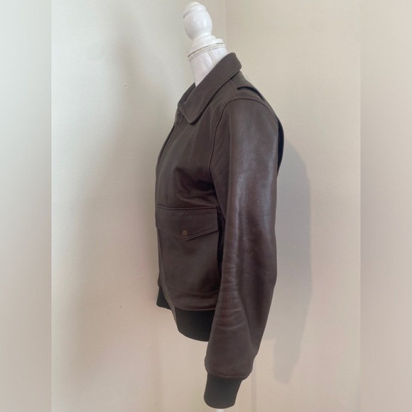 Satchel and Page Limited Run Leather Chocolate Brown Bomber Jacket Sz S - Picture 5 of 12